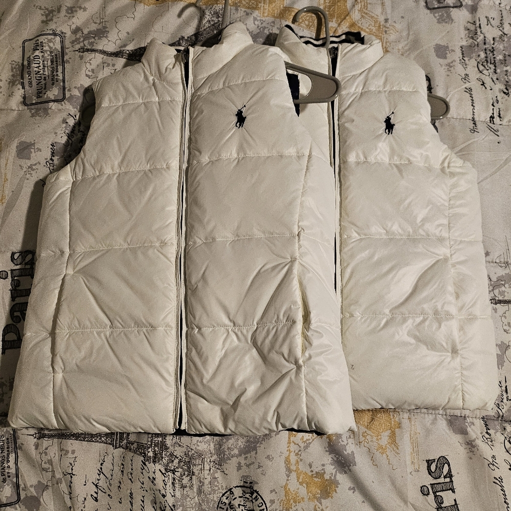 Polo reversable Navy Blue and white Puffer Vest - Picture 8 of 9
